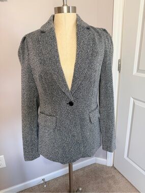 a new day Black and White Textured Single-Button Blazer